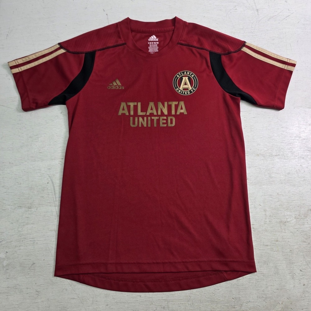 Adidas Atlanta United FC MLS Soccer‎ Jersey Youth Boys Large 14/16 Red Gold EUC